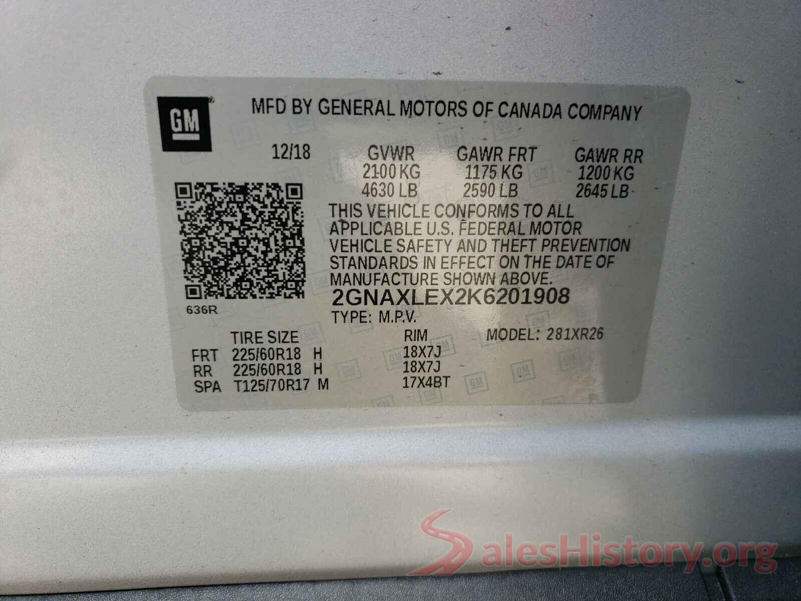 2GNAXLEX2K6201908 2019 CHEVROLET EQUINOX