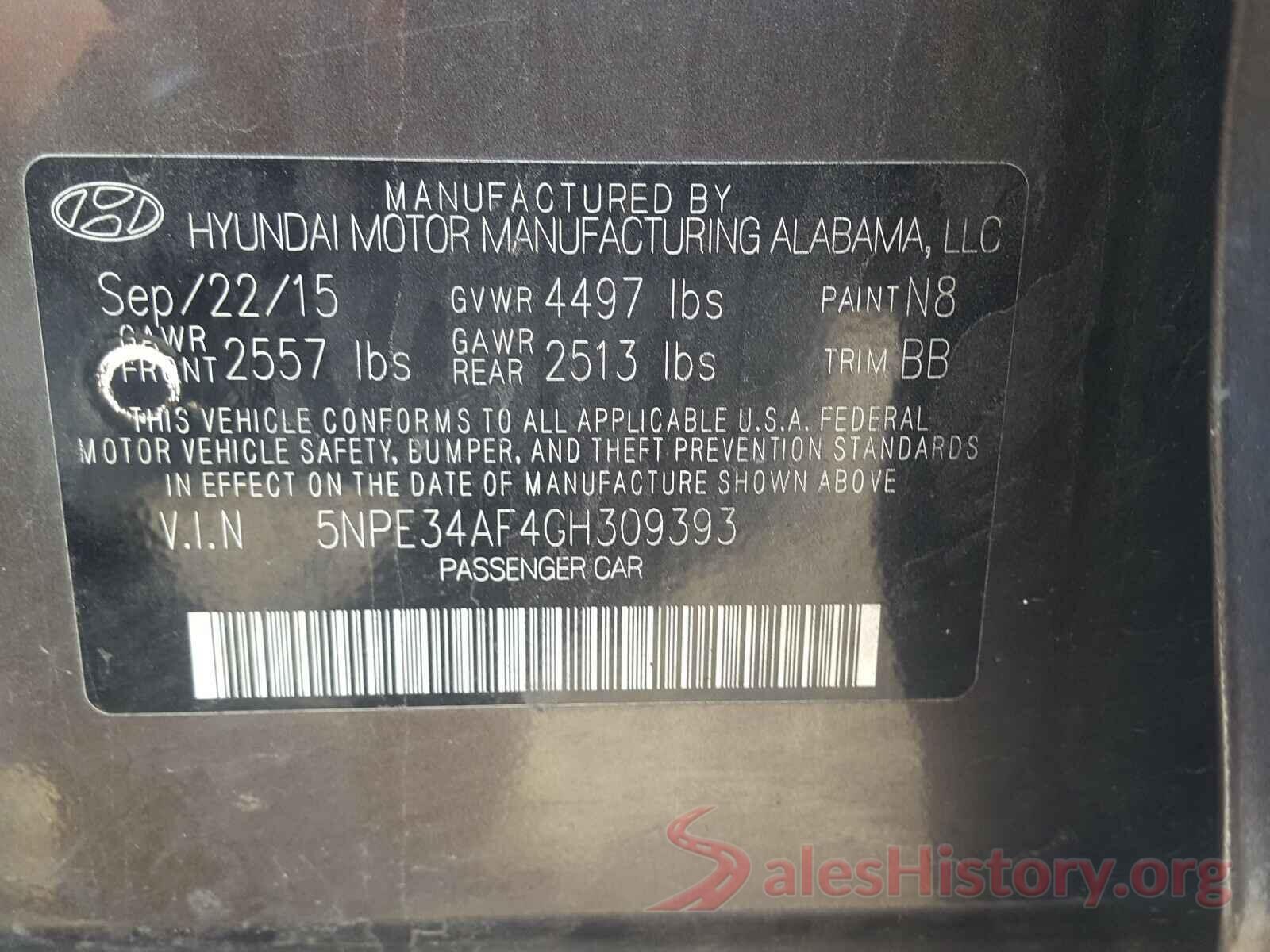 5NPE34AF4GH309393 2016 HYUNDAI SONATA