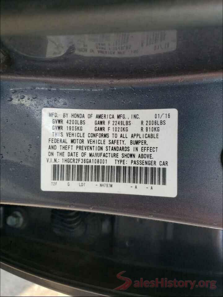 1HGCR2F36GA108001 2016 HONDA ACCORD