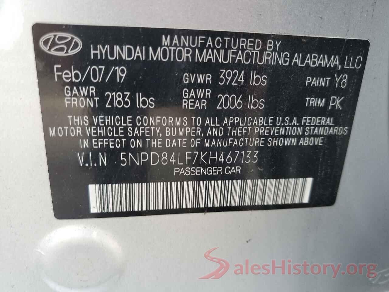 5NPD84LF7KH467133 2019 HYUNDAI ELANTRA