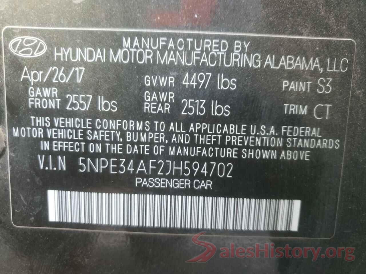 5NPE34AF2JH594702 2018 HYUNDAI SONATA