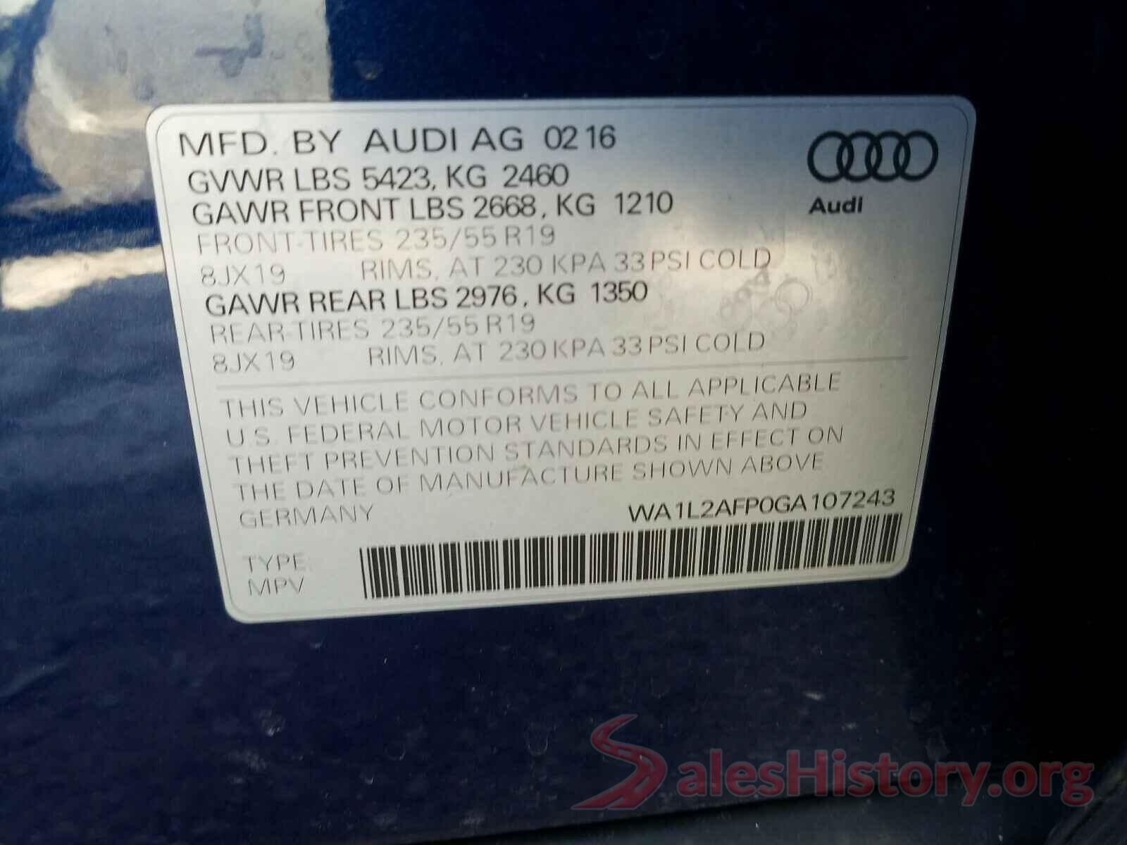 WA1L2AFP0GA107243 2016 AUDI Q5