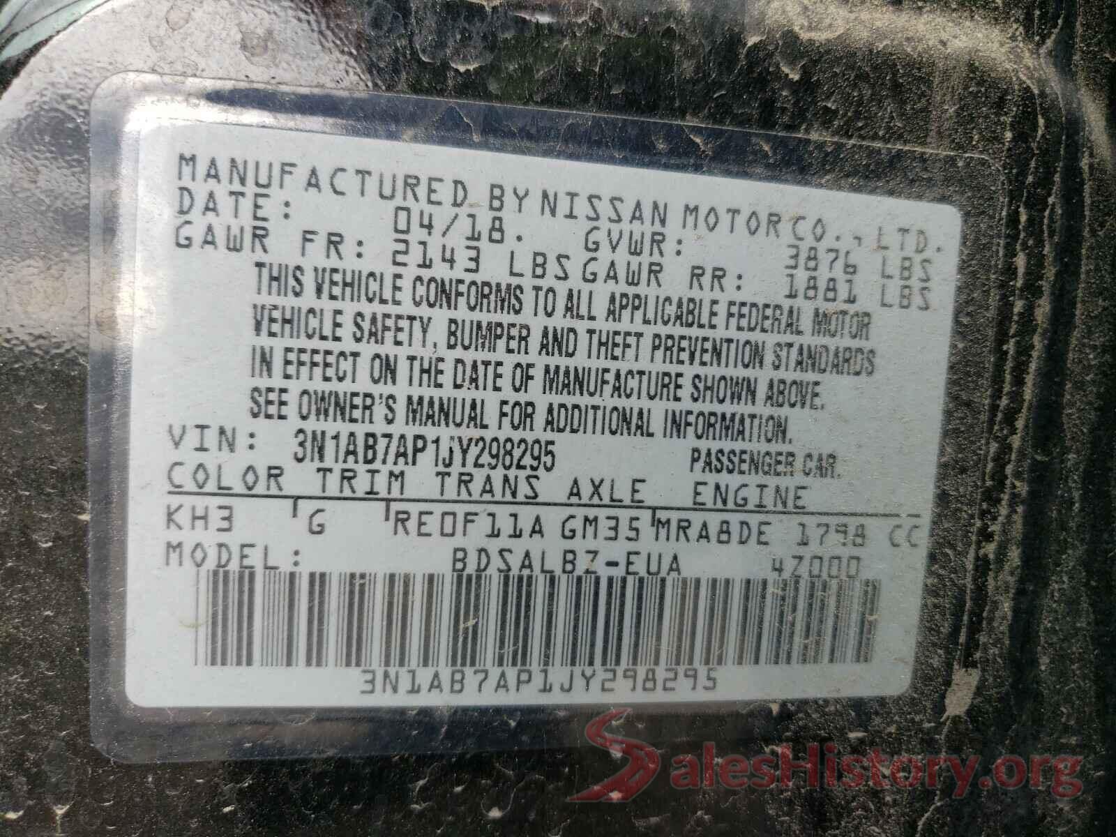 3N1AB7AP1JY298295 2018 NISSAN SENTRA