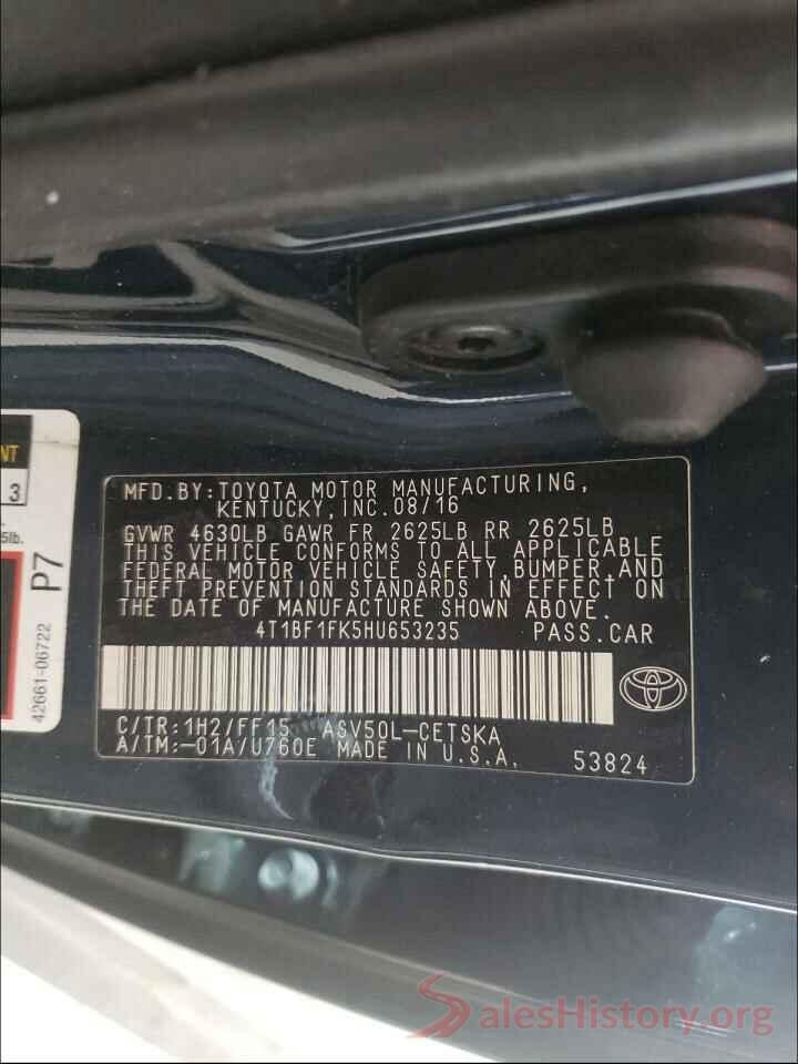 4T1BF1FK5HU653235 2017 TOYOTA CAMRY