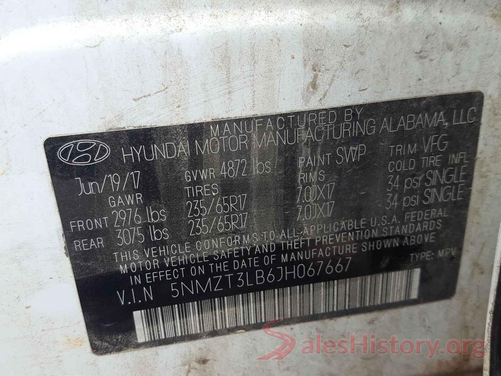 5NMZT3LB6JH067667 2018 HYUNDAI SANTA FE