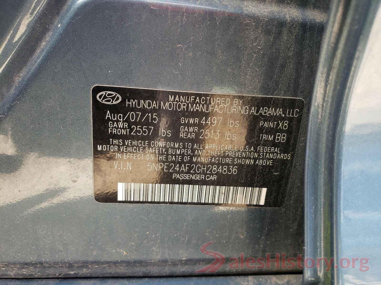 5NPE24AF2GH284836 2016 HYUNDAI SONATA