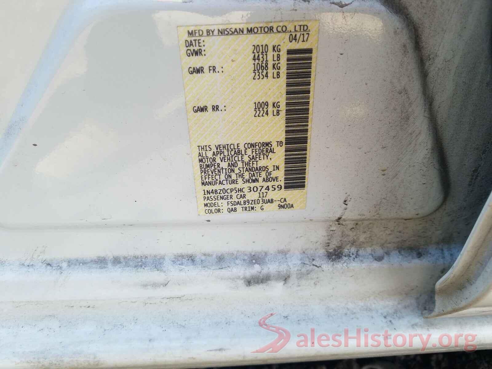 1N4BZ0CP5HC307459 2017 NISSAN LEAF