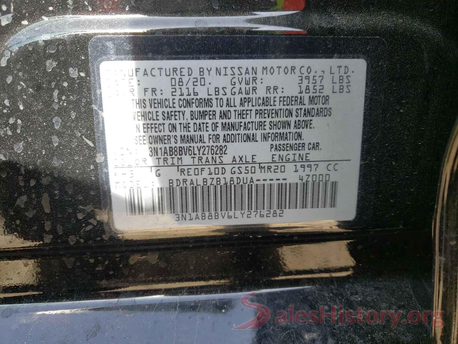 3N1AB8BV6LY276282 2020 NISSAN SENTRA