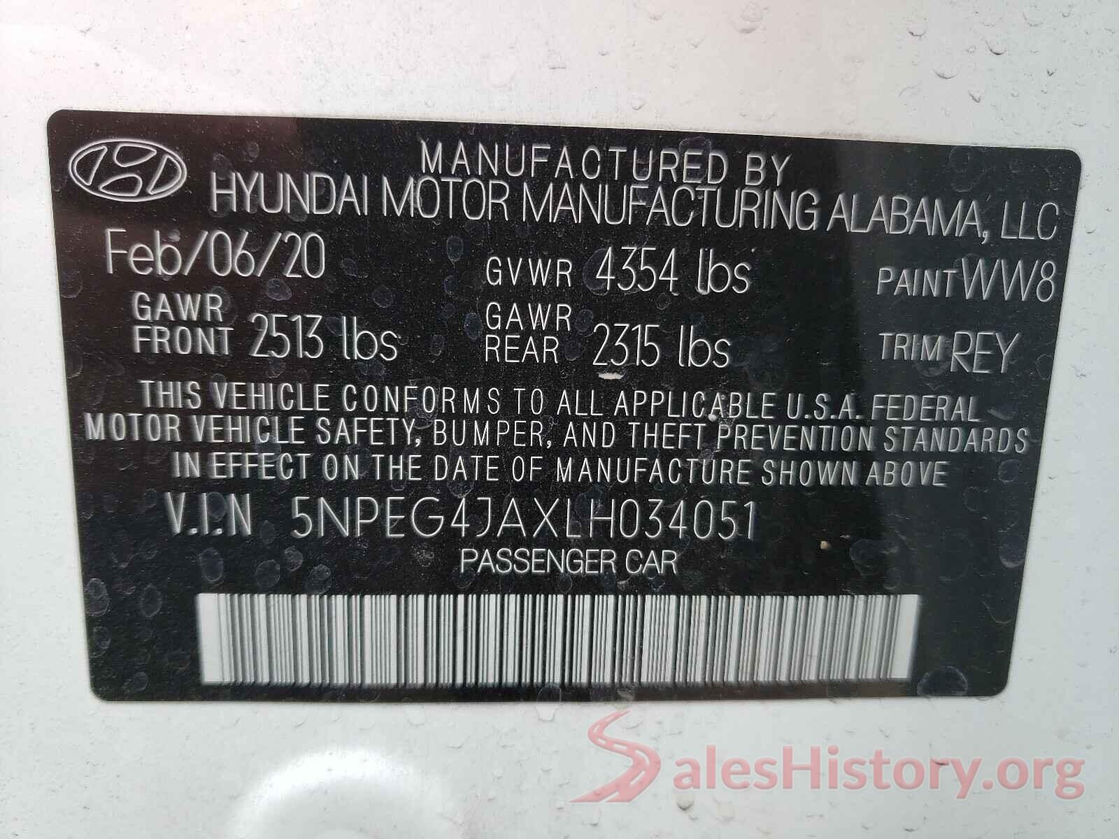 5NPEG4JAXLH034051 2020 HYUNDAI SONATA