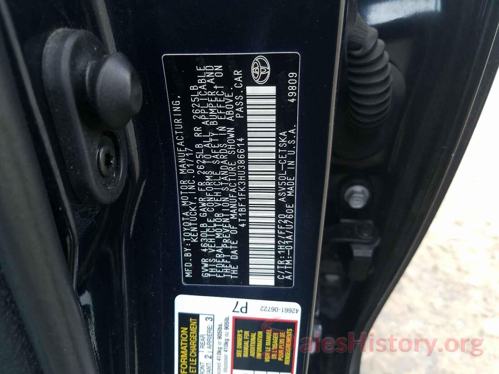 4T1BF1FK3HU386614 2017 TOYOTA CAMRY