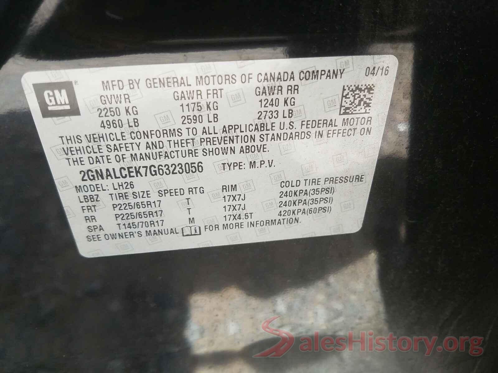 2GNALCEK7G6323056 2016 CHEVROLET EQUINOX