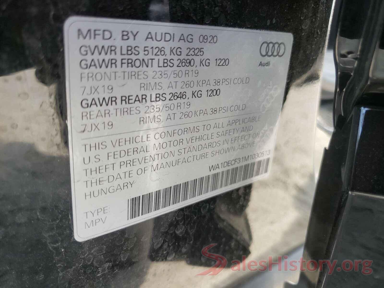 WA1DECF31M1030513 2021 AUDI Q3