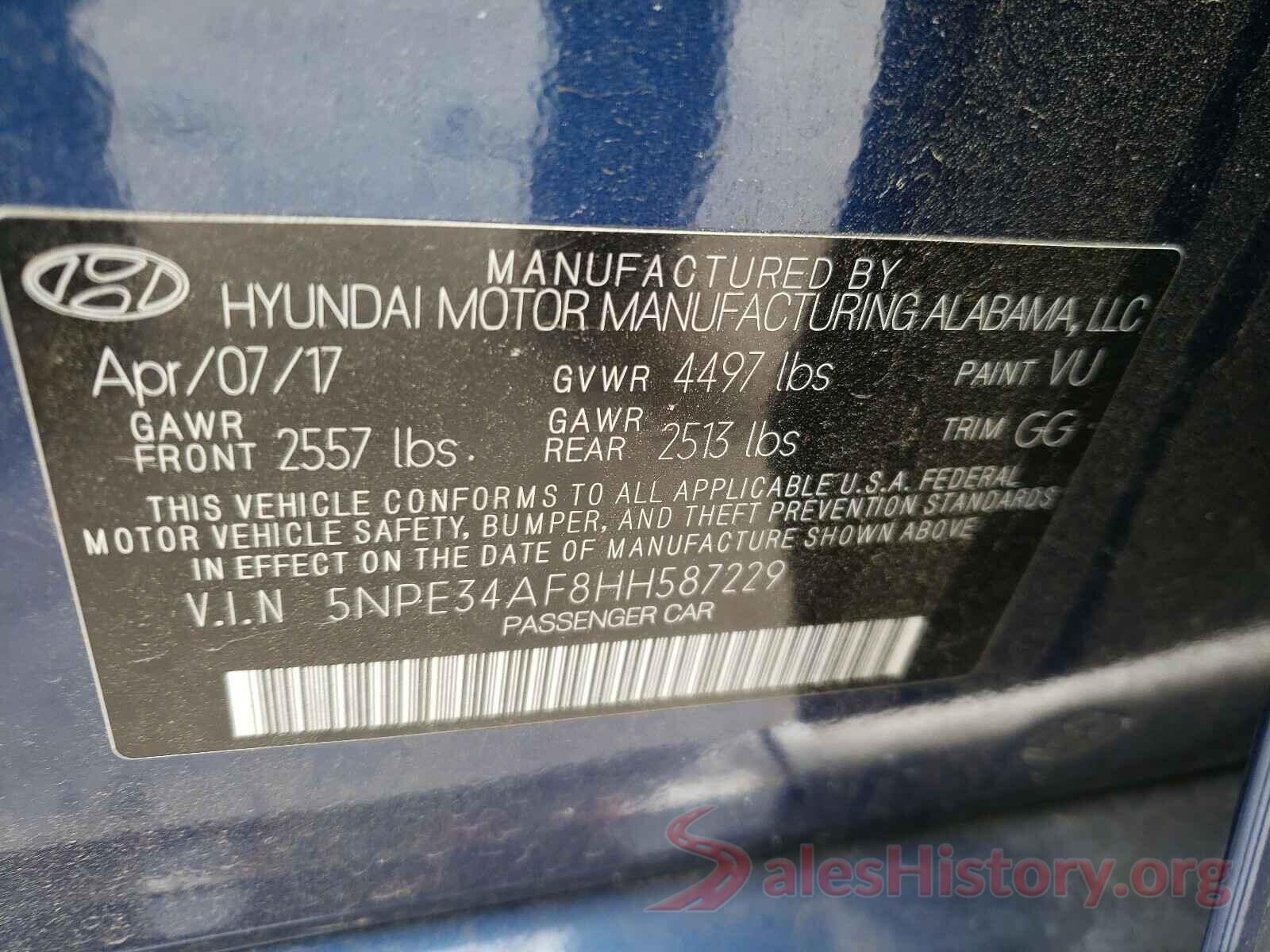 5NPE34AF8HH587229 2017 HYUNDAI SONATA