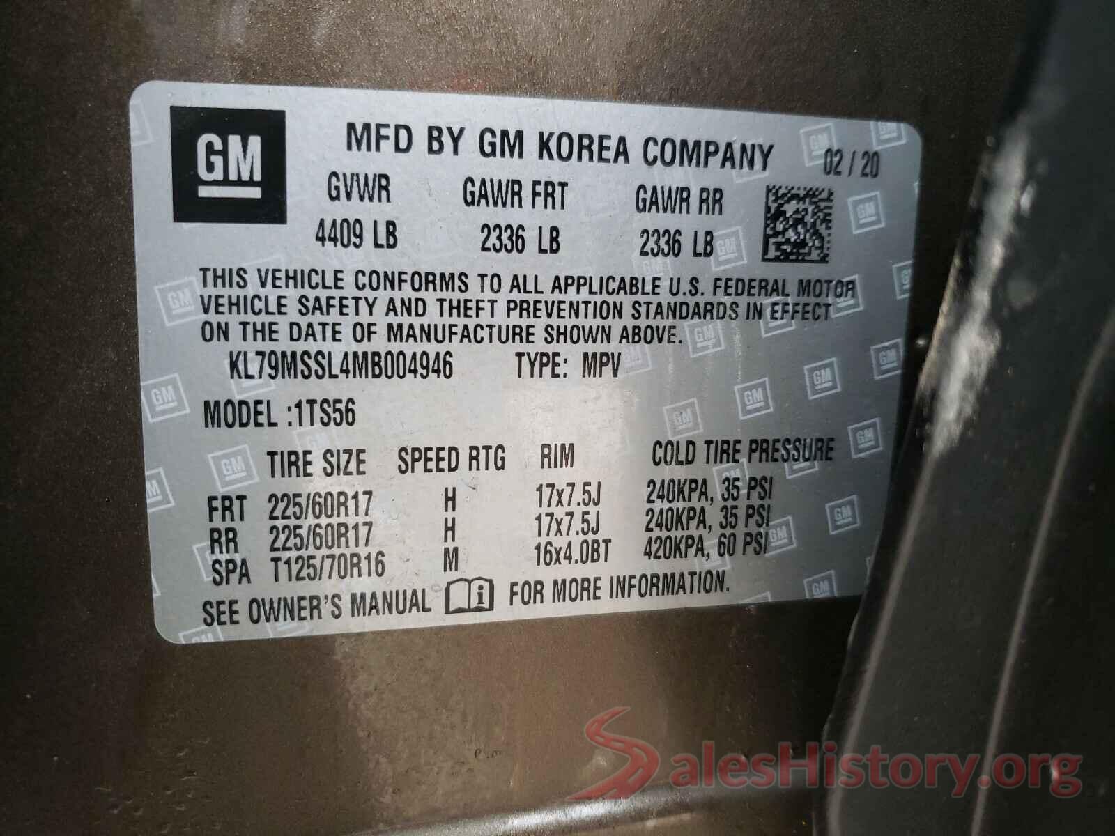 KL79MSSL4MB004946 2021 CHEVROLET TRAILBLAZE