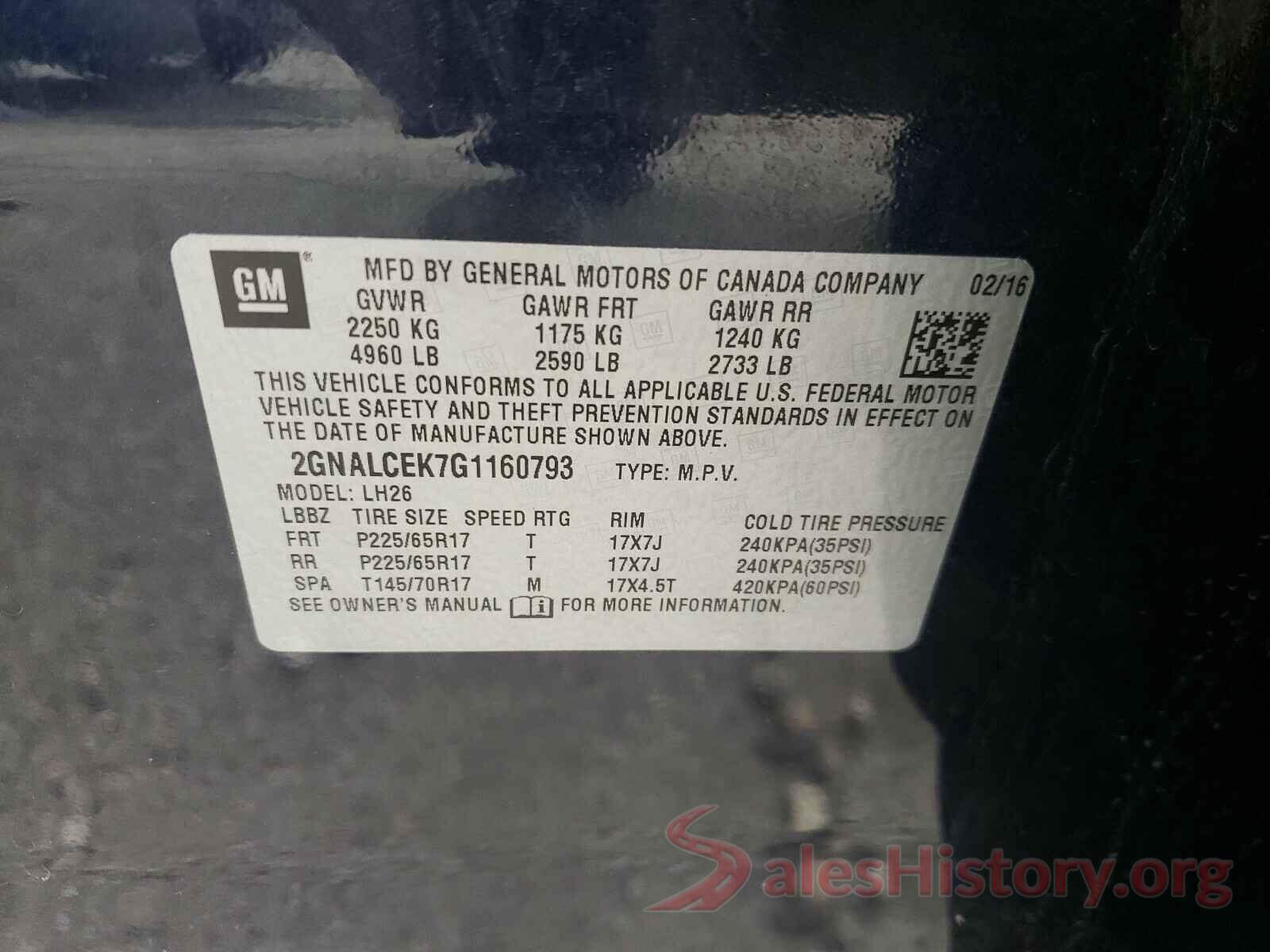 2GNALCEK7G1160793 2016 CHEVROLET EQUINOX