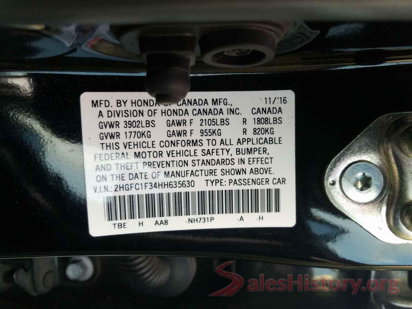 2HGFC1F34HH635630 2017 HONDA CIVIC