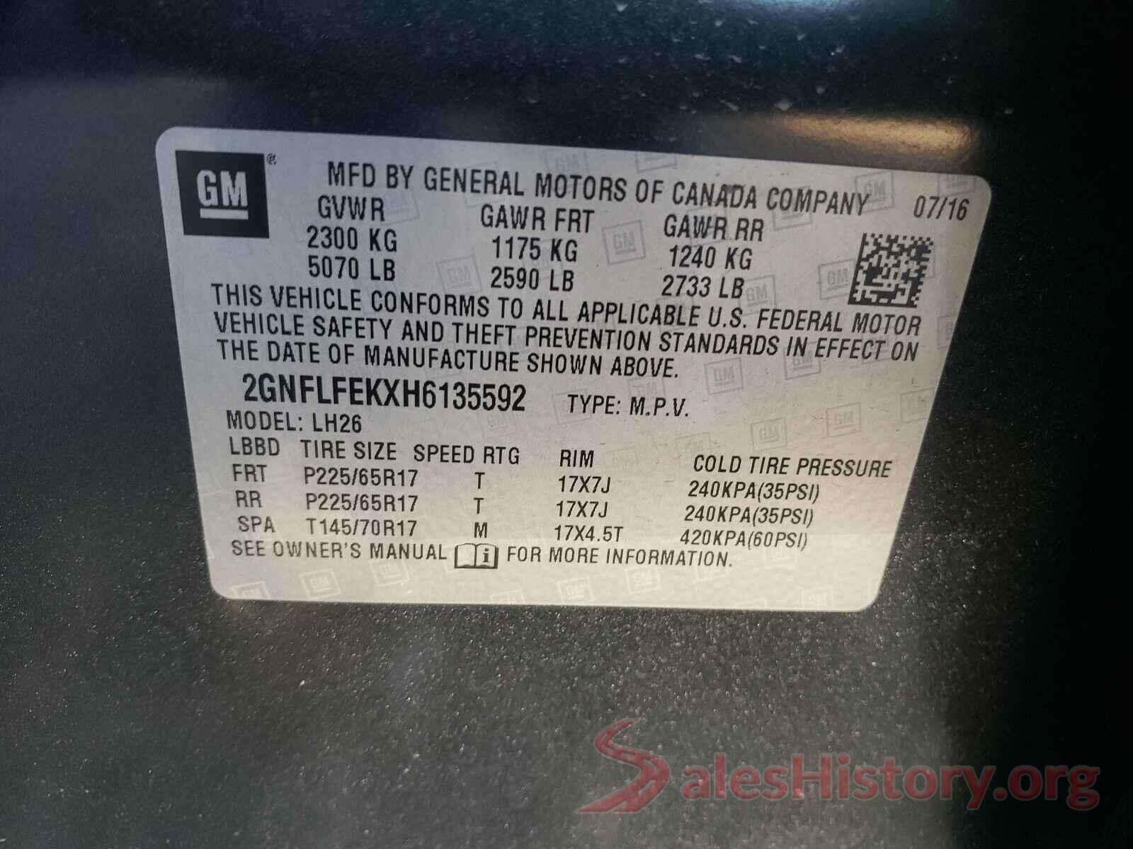 2GNFLFEKXH6135592 2017 CHEVROLET EQUINOX