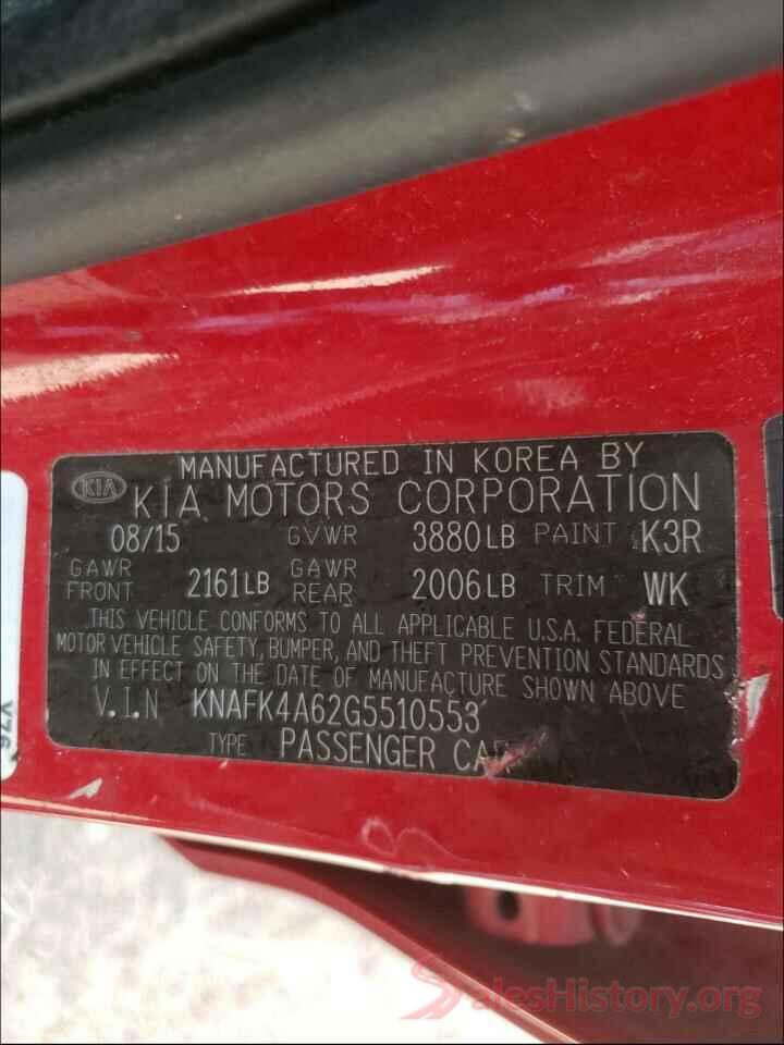 KNAFK4A62G5510553 2016 KIA FORTE