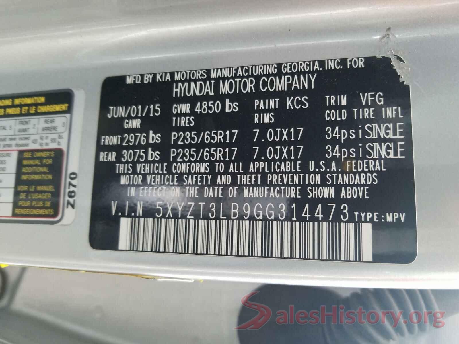 5XYZT3LB9GG314473 2016 HYUNDAI SANTA FE