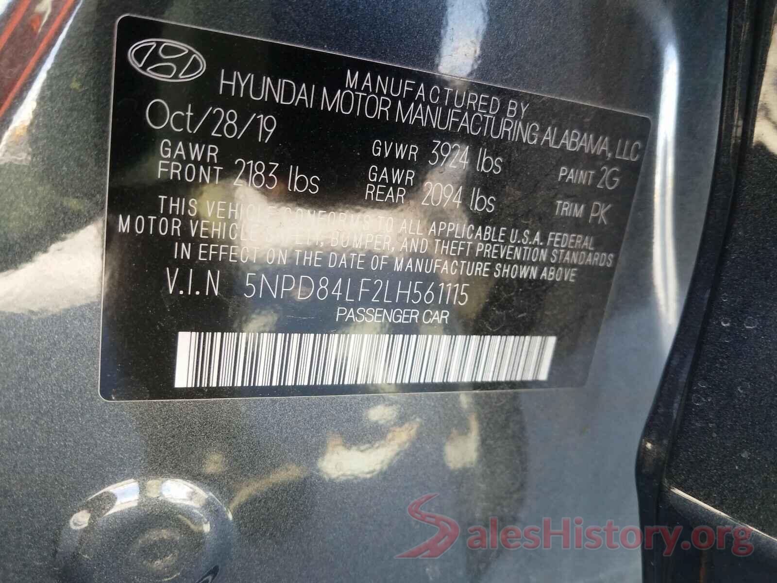 5NPD84LF2LH561115 2020 HYUNDAI ELANTRA