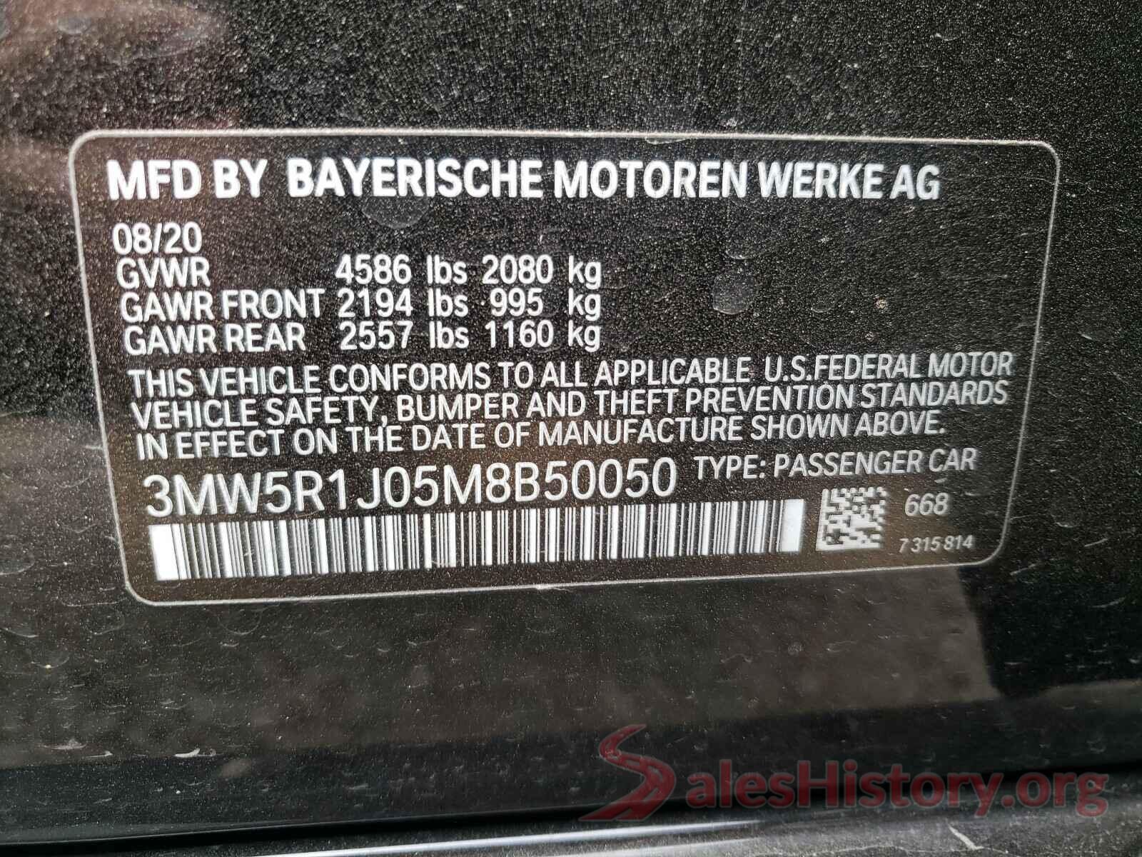 3MW5R1J05M8B50050 2021 BMW 3 SERIES