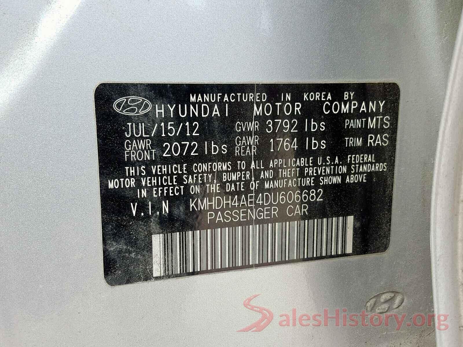 KMHDH4AE4DU606682 2013 HYUNDAI ELANTRA