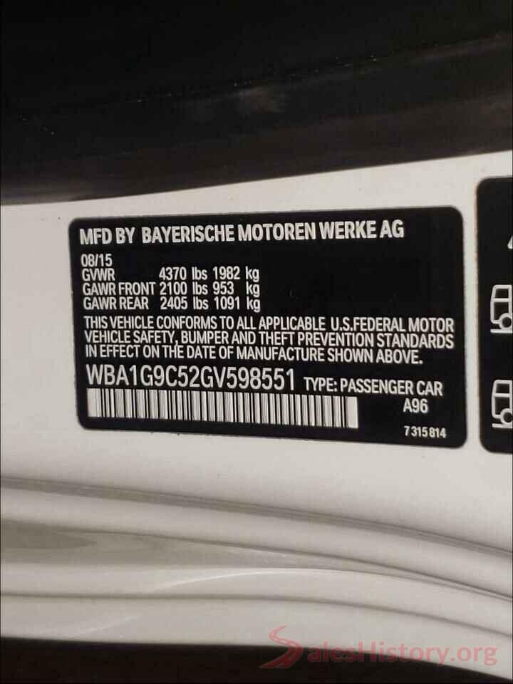 WBA1G9C52GV598551 2016 BMW 2 SERIES