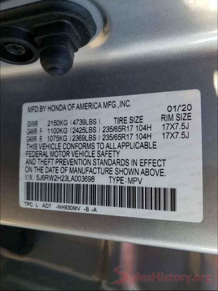 5J6RW2H23LA003698 2020 HONDA CRV