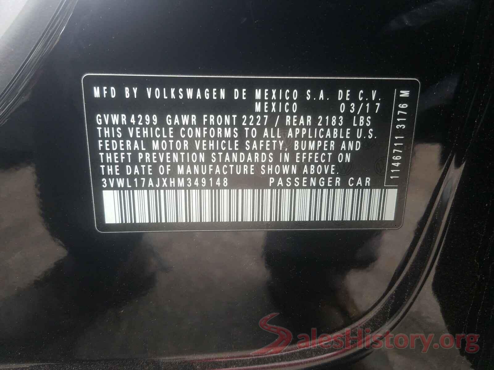 3VWL17AJXHM349148 2017 VOLKSWAGEN JETTA