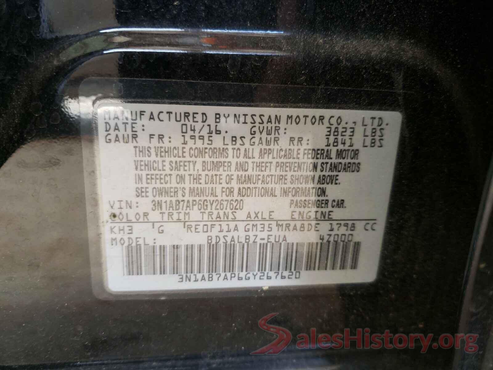 3N1AB7AP6GY267620 2016 NISSAN SENTRA