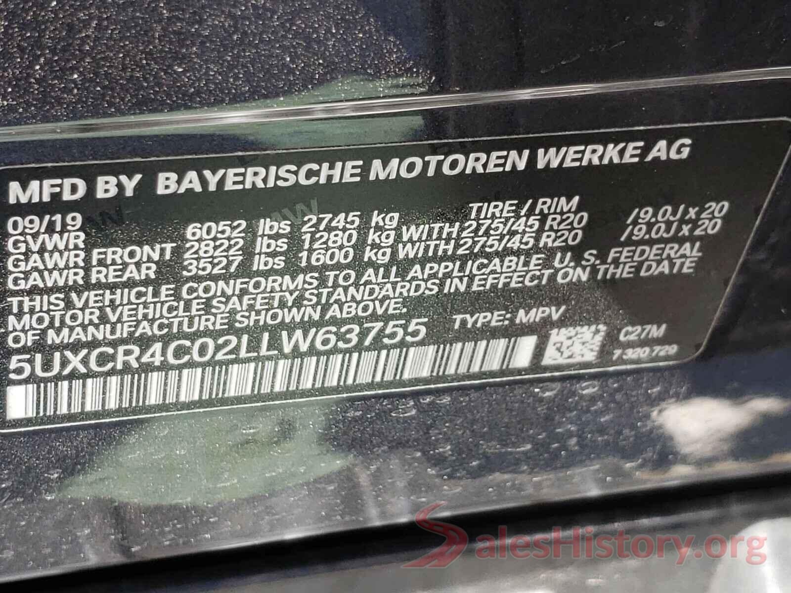 5UXCR4C02LLW63755 2020 BMW X5