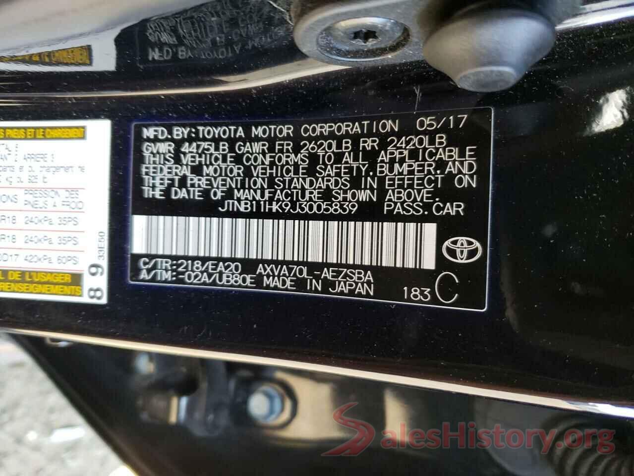 JTNB11HK9J3005839 2018 TOYOTA CAMRY