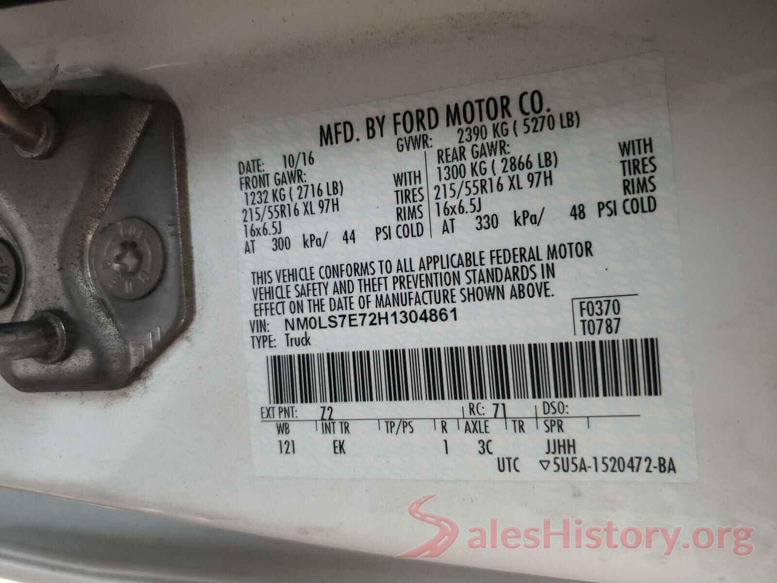 NM0LS7E72H1304861 2017 FORD TRANSIT CO