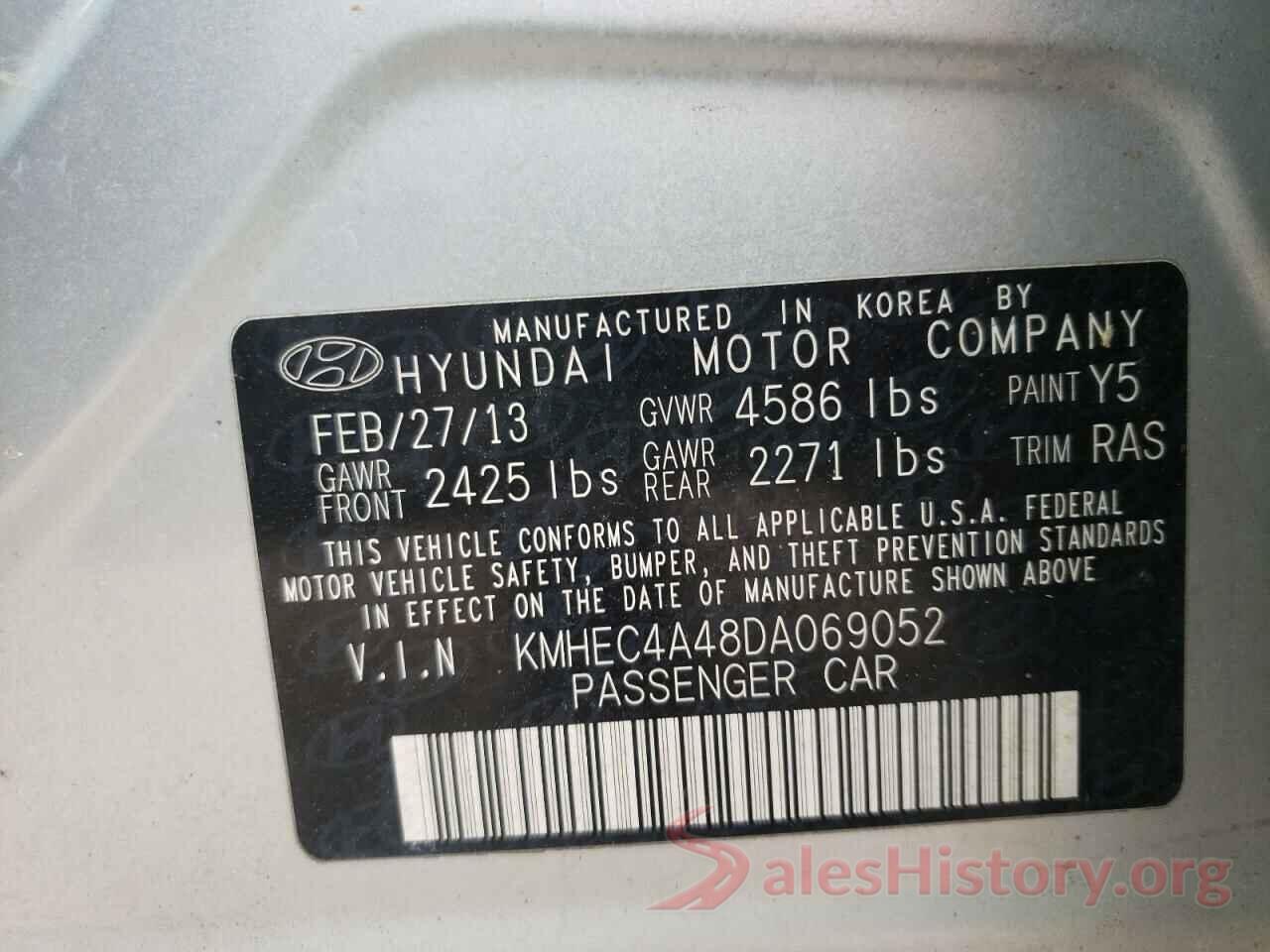 KMHEC4A48DA069052 2013 HYUNDAI SONATA