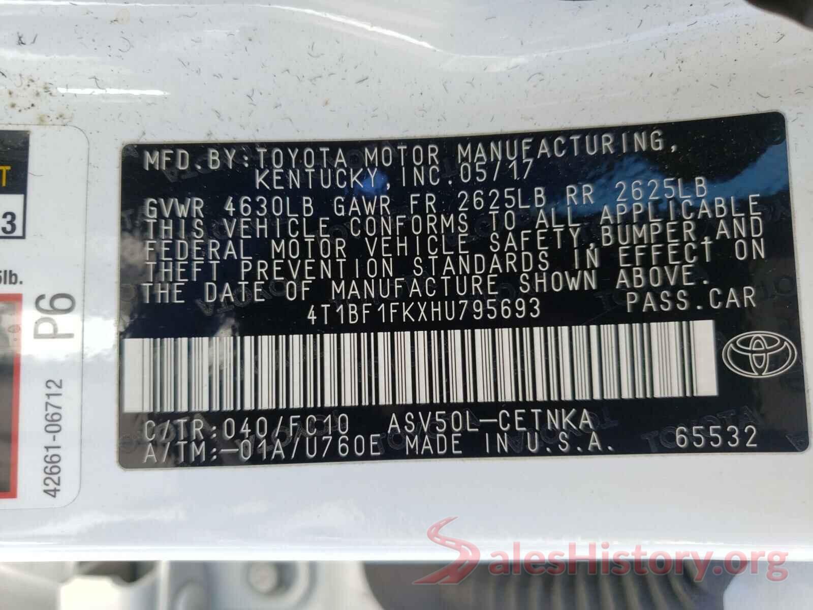 4T1BF1FKXHU795693 2017 TOYOTA CAMRY