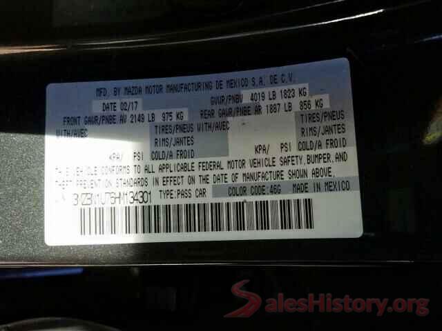 3MZBN1U76HM134301 2017 MAZDA 3