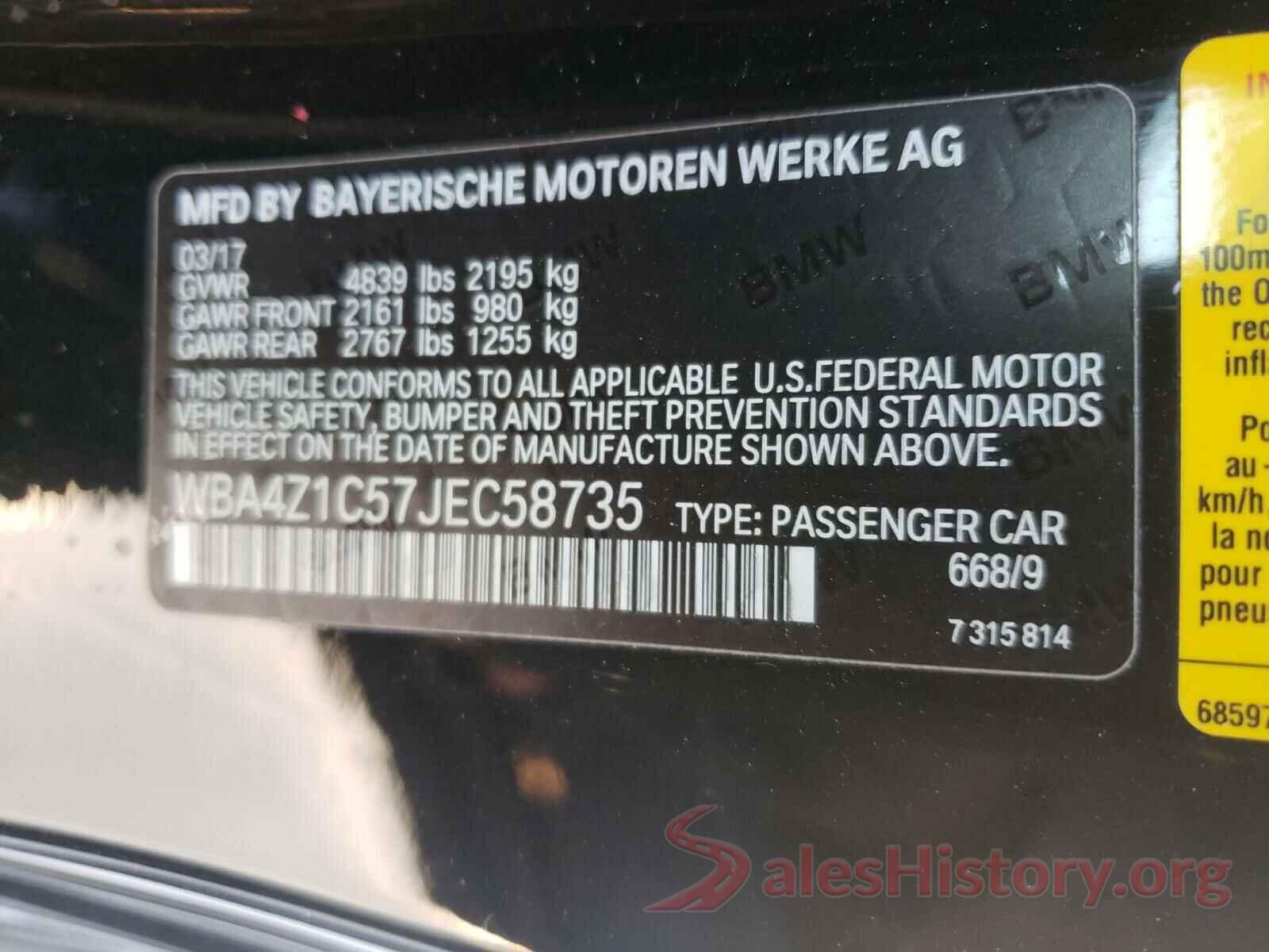 WBA4Z1C57JEC58735 2018 BMW 4 SERIES