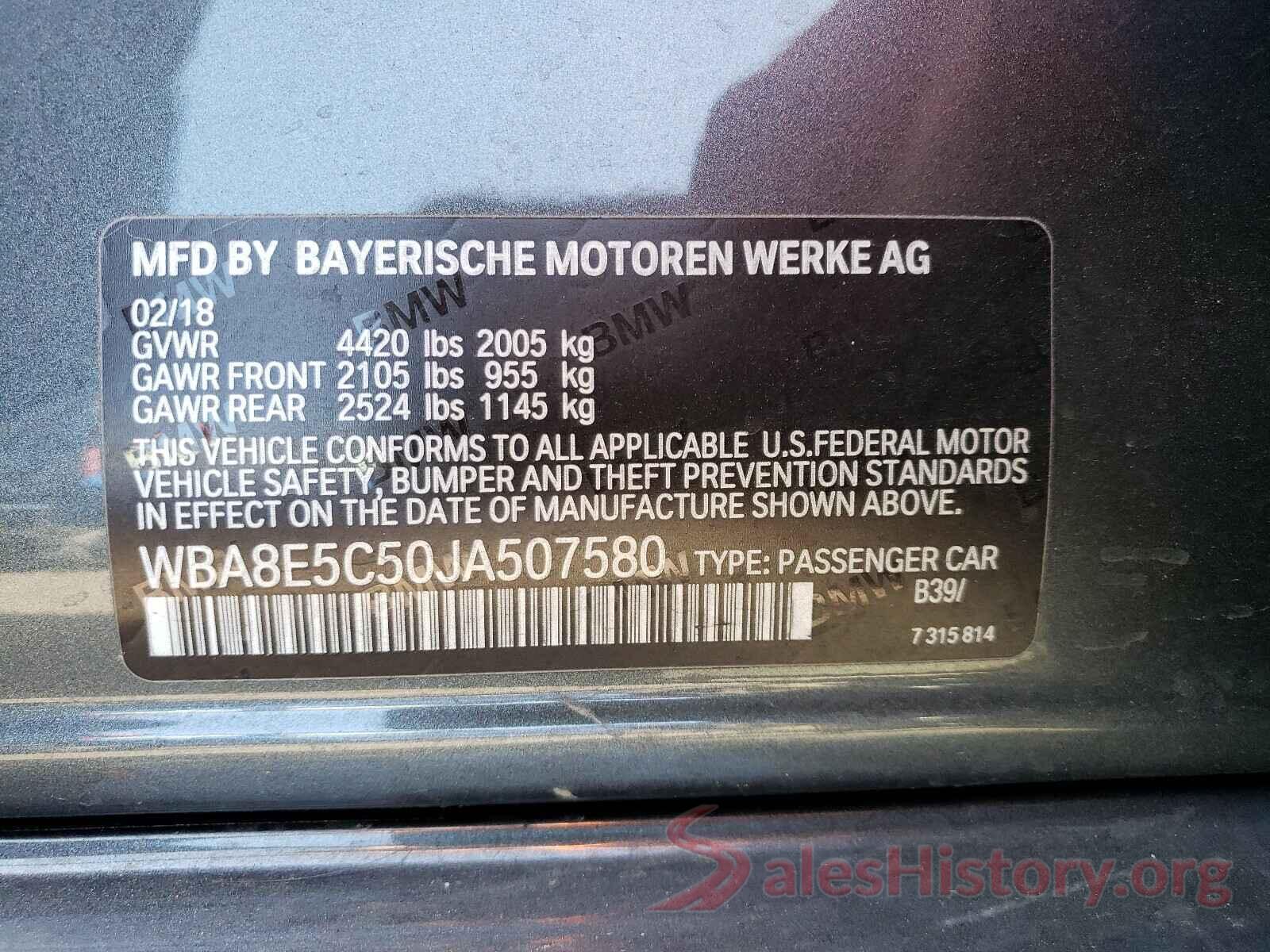 WBA8E5C50JA507580 2018 BMW 3 SERIES