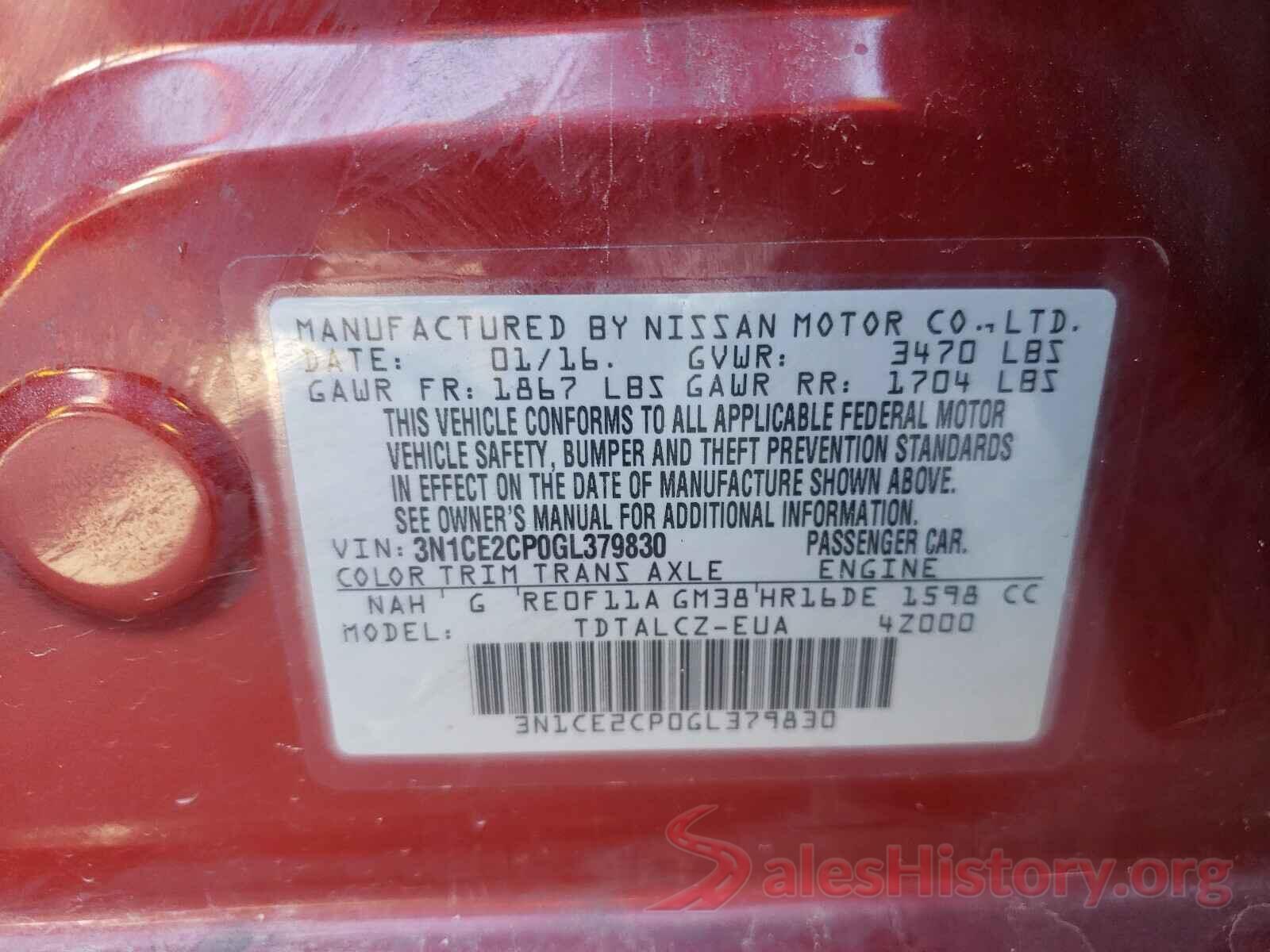 3N1CE2CP0GL379830 2016 NISSAN VERSA