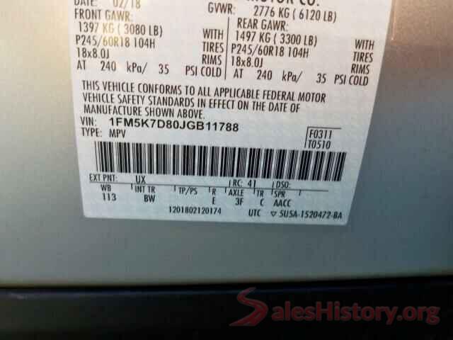 1FM5K7D80JGB11788 2018 FORD EXPLORER