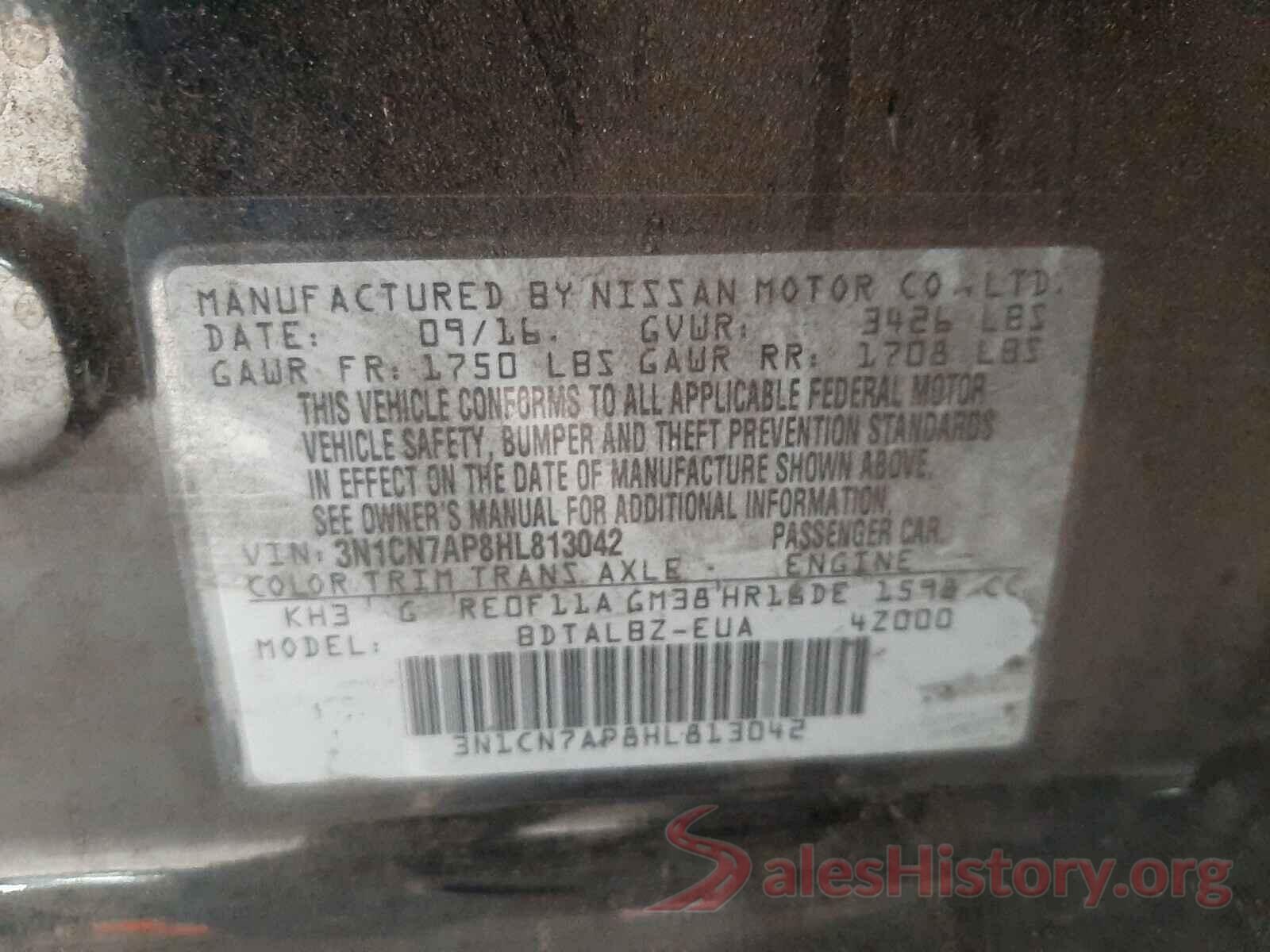 3N1CN7AP8HL813042 2017 NISSAN VERSA