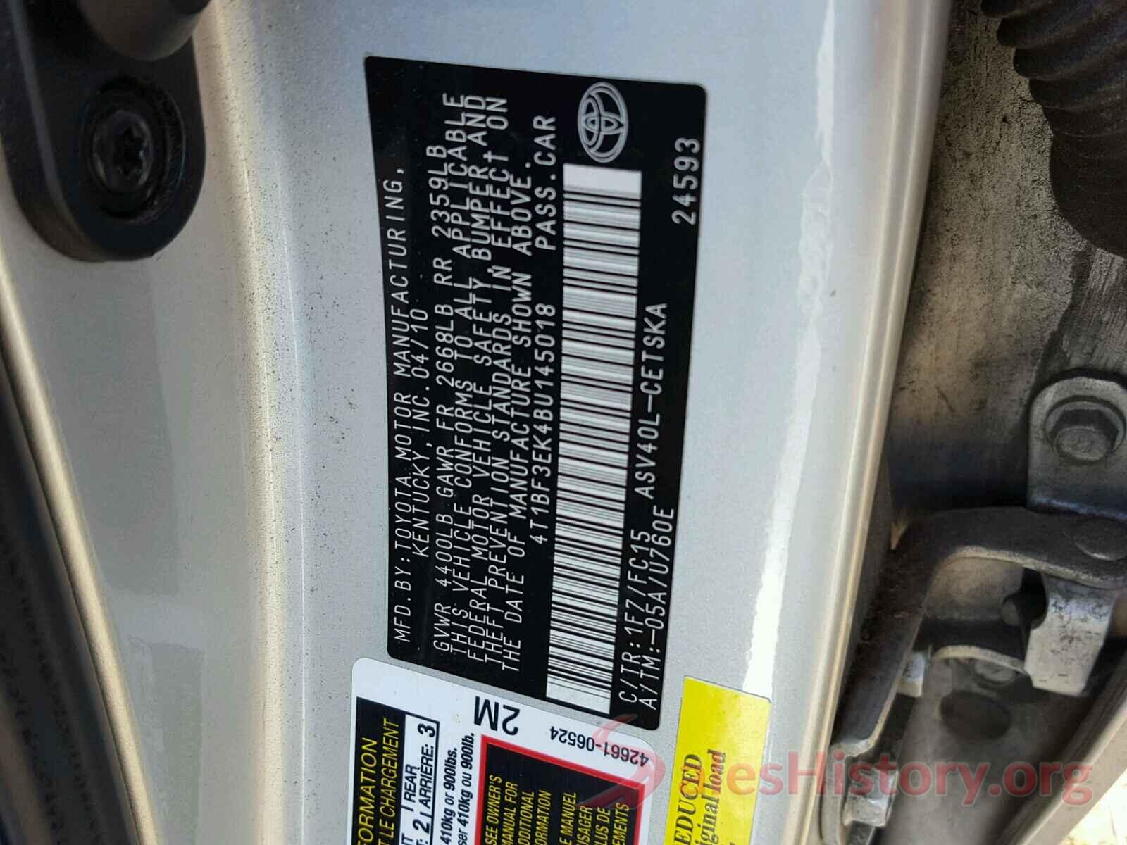 4T1BF3EK4BU145018 2011 TOYOTA CAMRY BASE