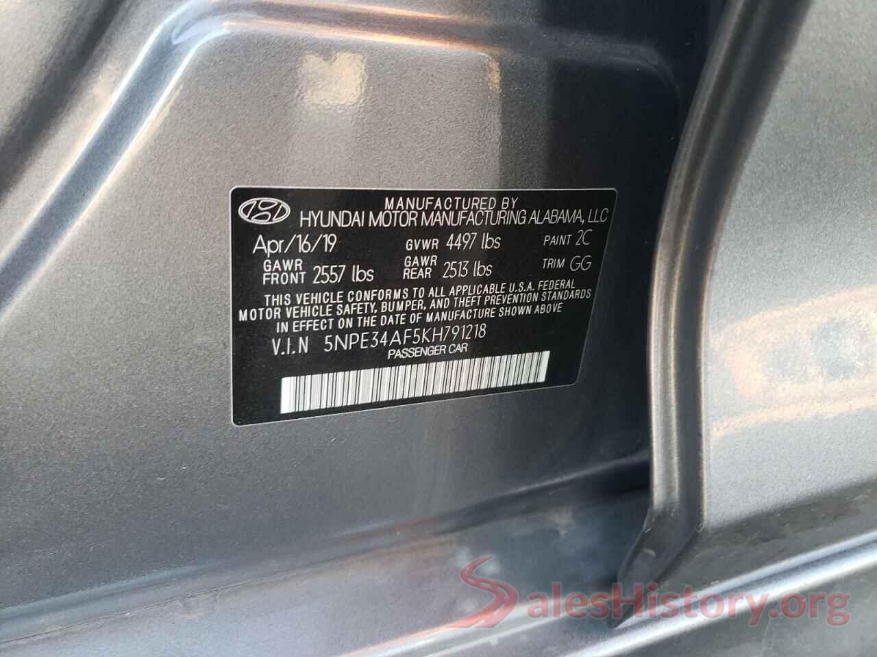 5NPE34AF5KH791218 2019 HYUNDAI SONATA