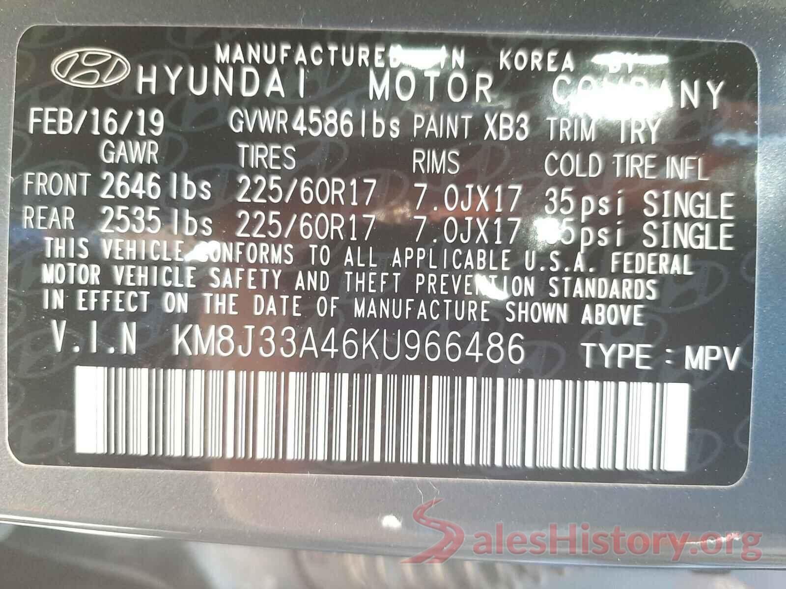 KM8J33A46KU966486 2019 HYUNDAI TUCSON