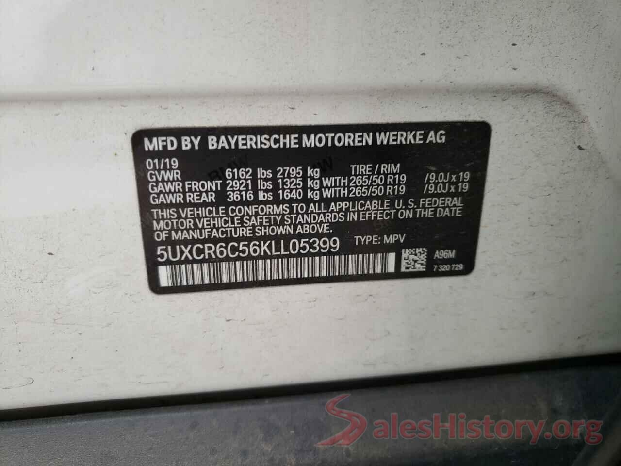 5UXCR6C56KLL05399 2019 BMW X5