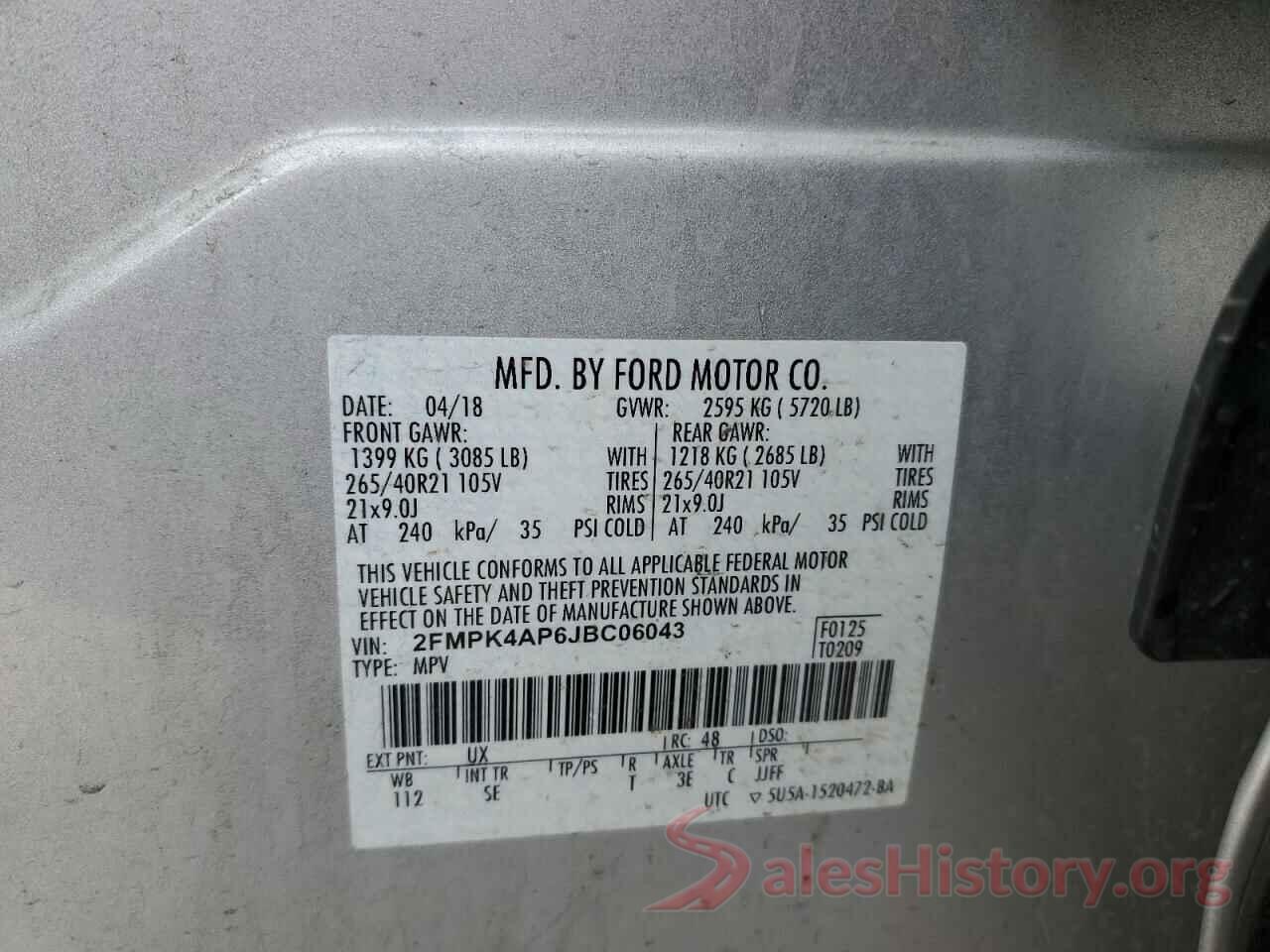 2FMPK4AP6JBC06043 2018 FORD EDGE