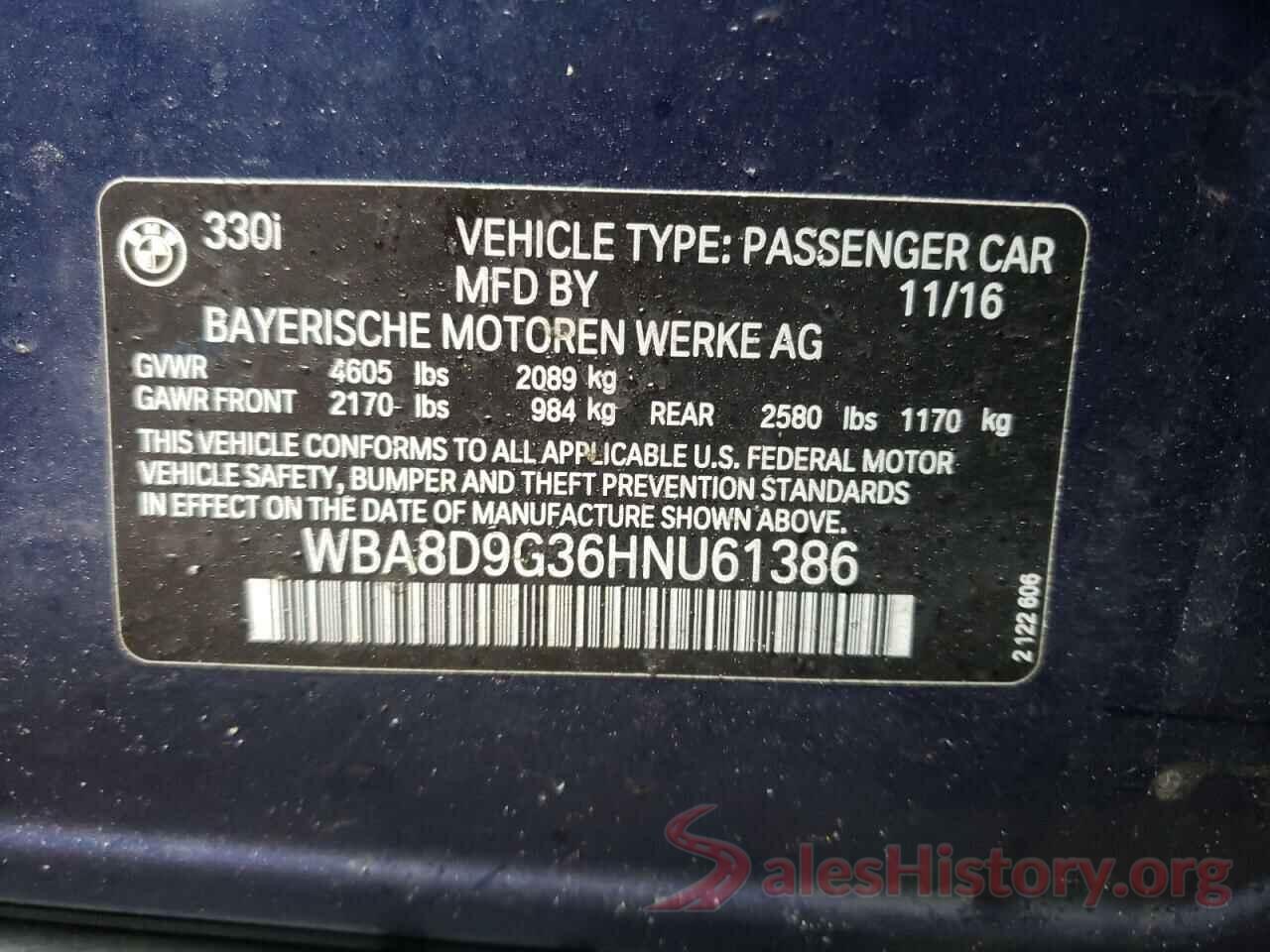 WBA8D9G36HNU61386 2017 BMW 3 SERIES