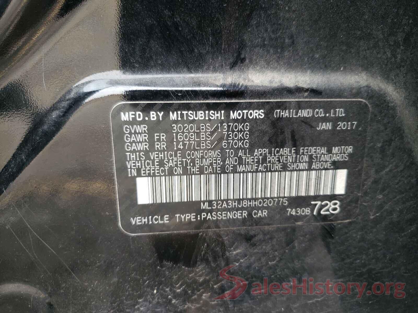 ML32A3HJ8HH020775 2017 MITSUBISHI MIRAGE