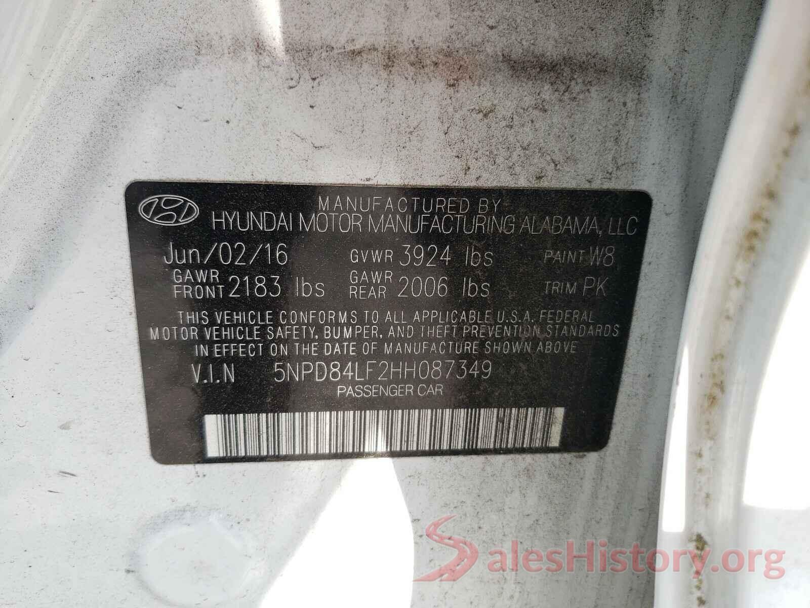 5NPD84LF2HH087349 2017 HYUNDAI ELANTRA