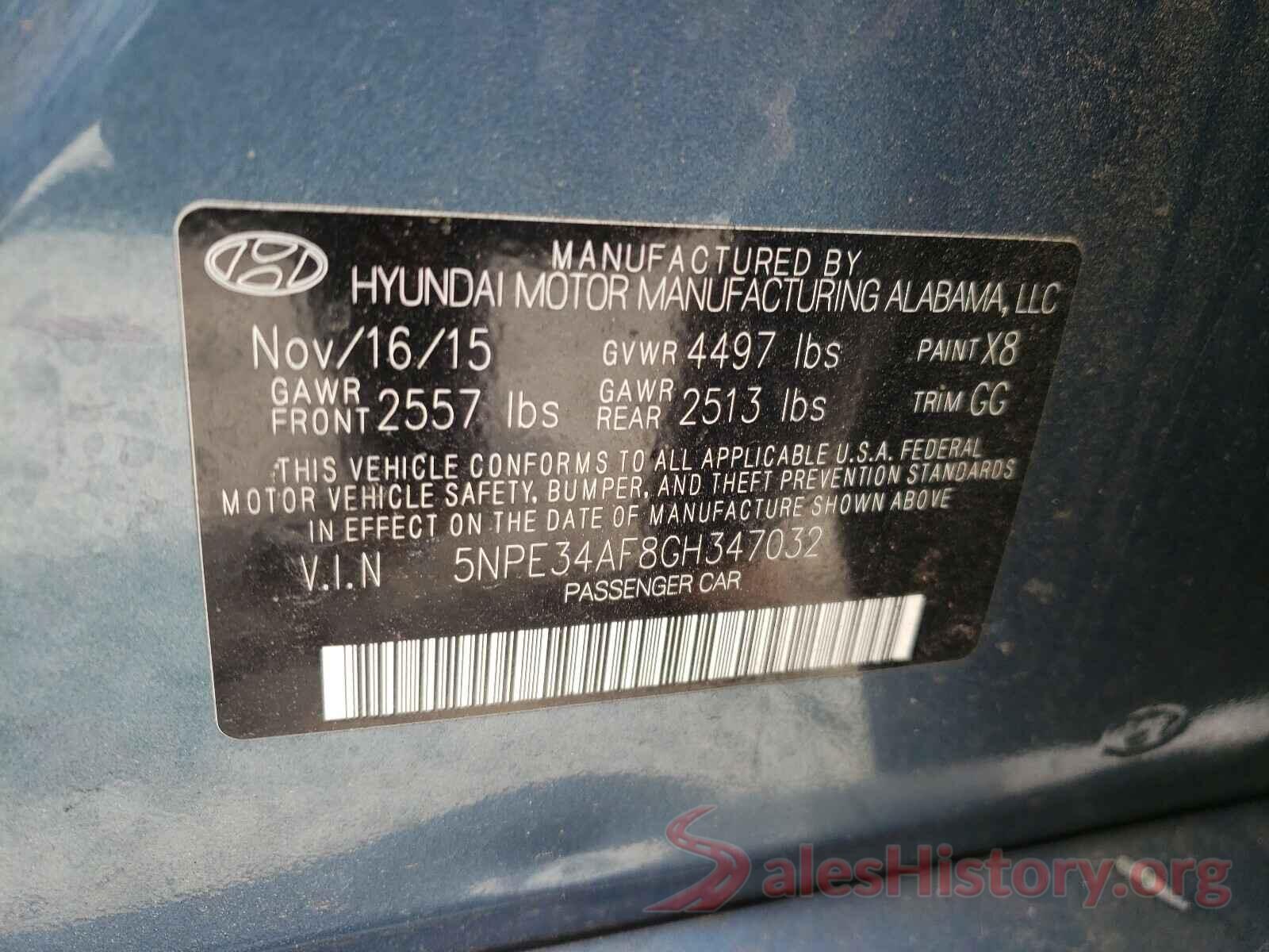 5NPE34AF8GH347032 2016 HYUNDAI SONATA